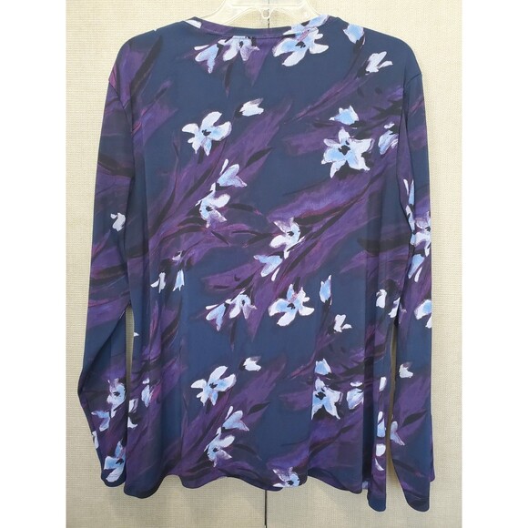 Chico's Multicolor Floral Scoop Neck Long Sleeve Stretchy Blouse Size 3 (XL) - Picture 4 of 5